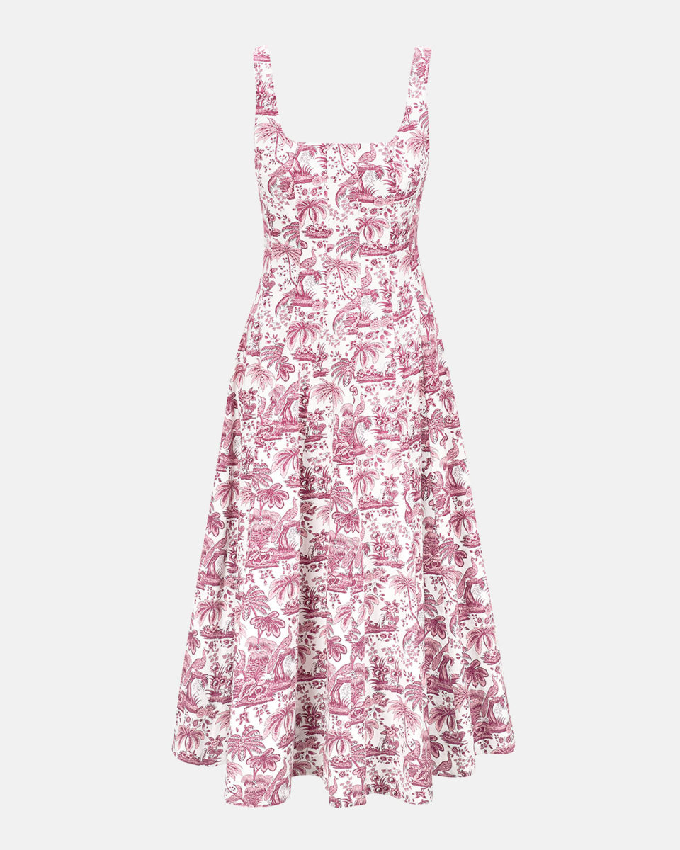 Bordeaux Toile Wells Midi Dress